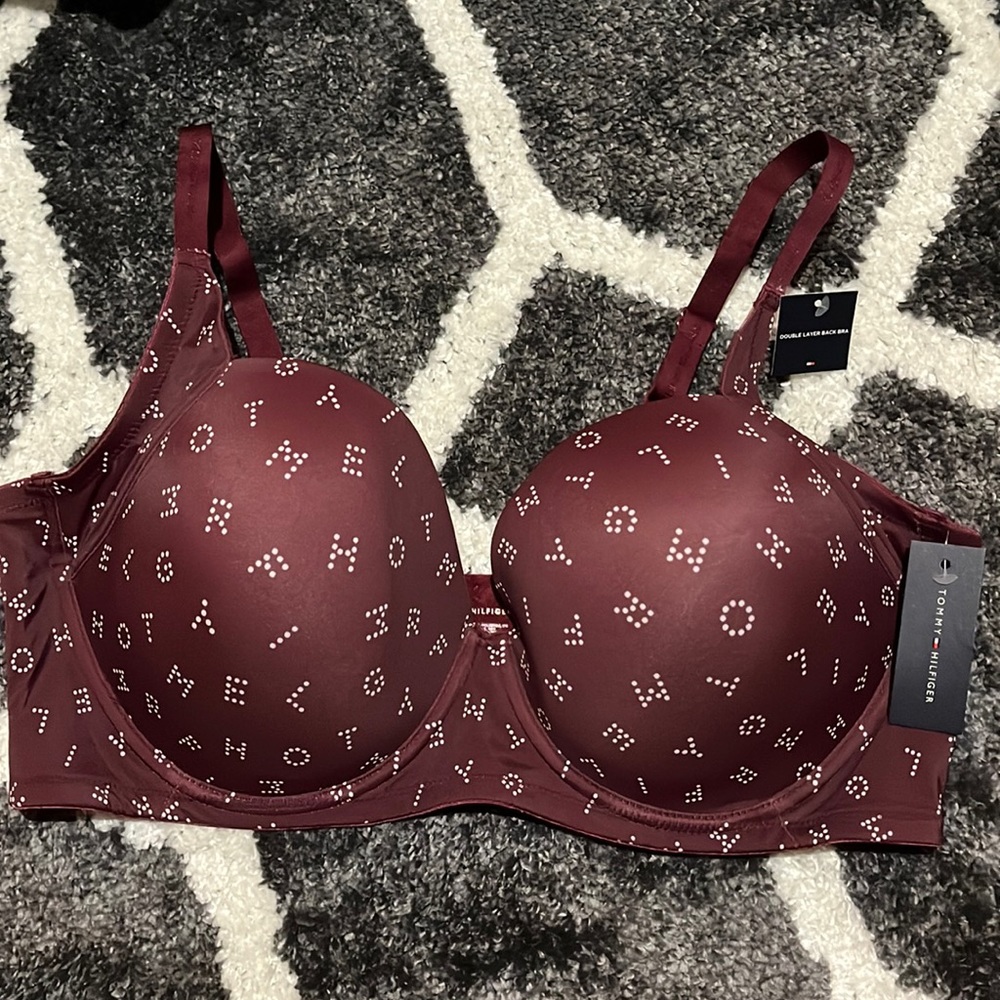 NWT Tommy Hilfiger 42D Dot Logo Double Layer Back Bra